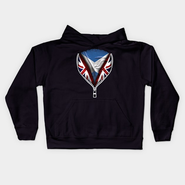 Scottish Flag  Scotland Flag zipped British Flag - Gift for Scottish From Scotland Kids Hoodie by Country Flags